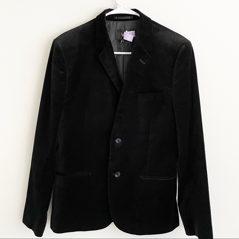 H&M Black Velvet Slim Fit Blazer Size 38R